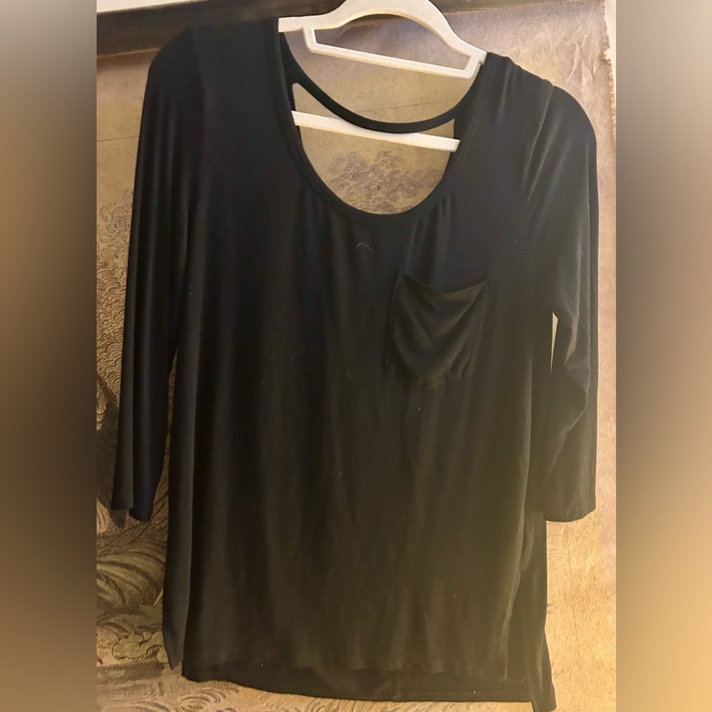 * SO Black 3/4 Sleeve Open Back Top SZ Medium Authentic American Heritage *